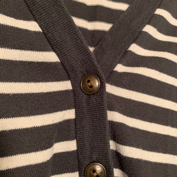UO BDG Gray and White Striped Button Up Cardigan - Picture 3 of 5